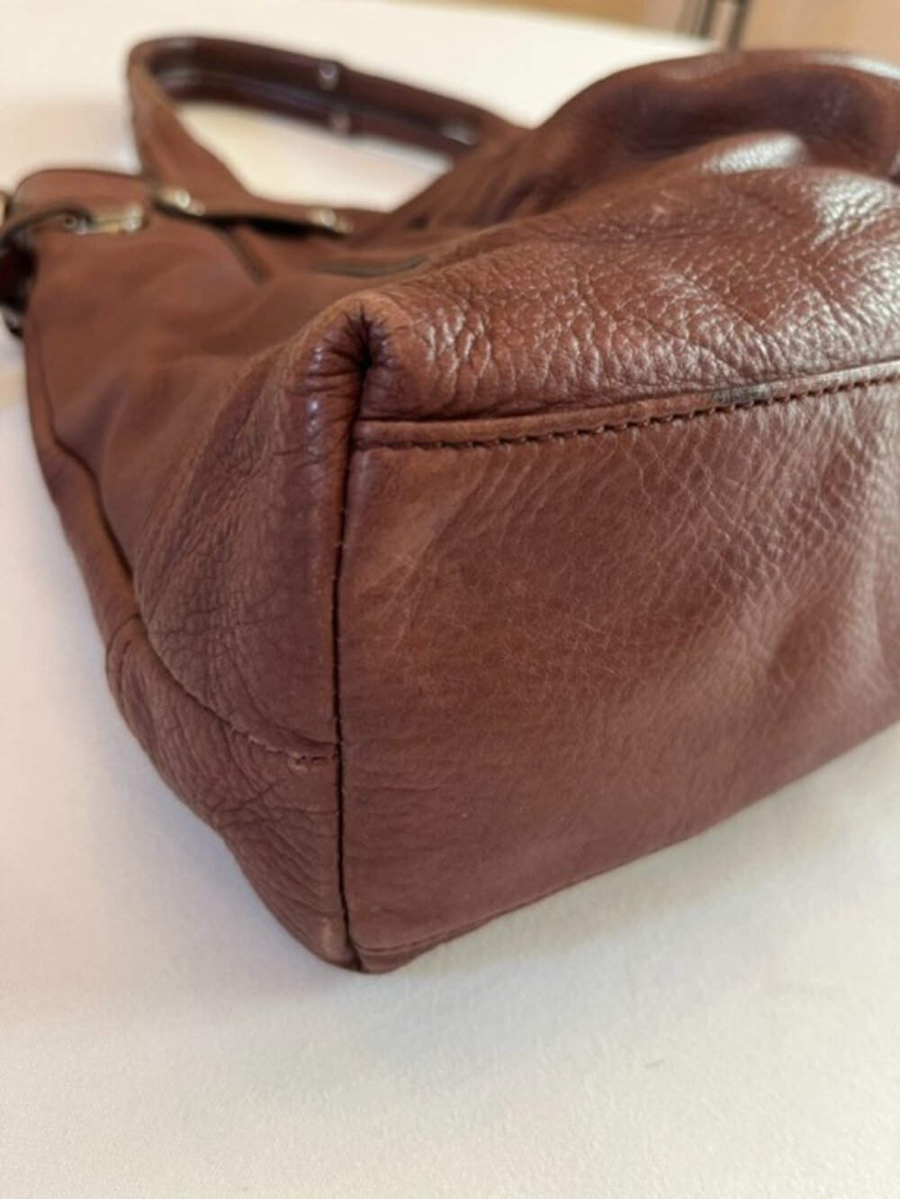 B. MAKOWSKY | Cognac Brown Pebbled Leather Shoulder Bag Hobo-EUC - Picture 14 of 15